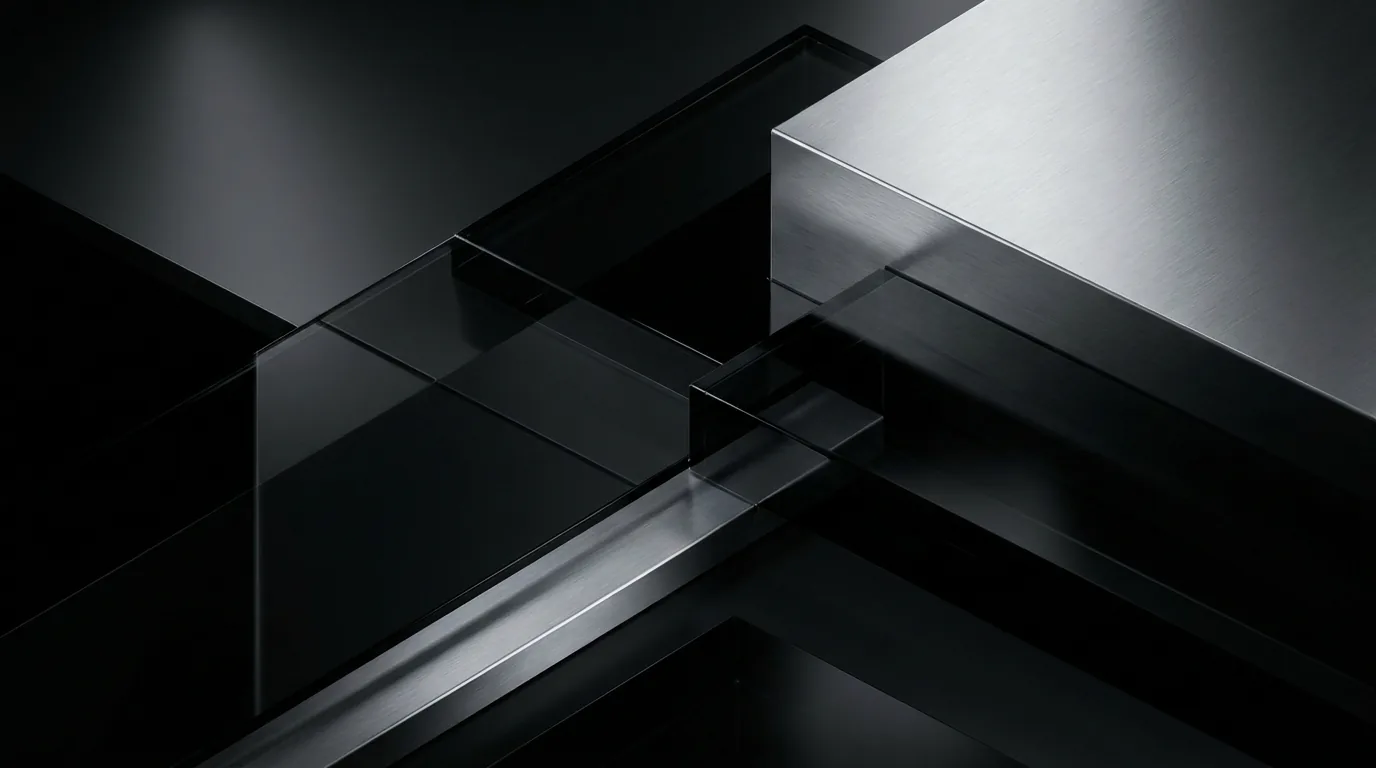Abstract black glass composition representing the BMG design studio